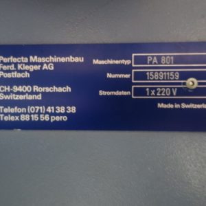 Used Pre-owned Perfecta PA801 sold by D&S International Warp Knitting Spare Parts and Machinery