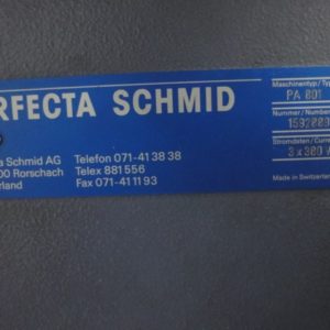 Used Pre-owned Perfecta PA801 sold by D&S International Warp Knitting Spare Parts and Machinery