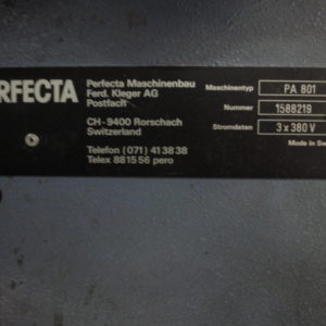 Used Pre-owned Perfecta PA801 sold by D&S International Warp Knitting Spare Parts and Machinery