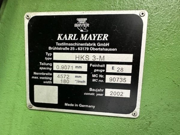 Used Pre-owned Karl Mayer HKS3M sold by D&S International Warp Knitting Spare Parts and Machinery